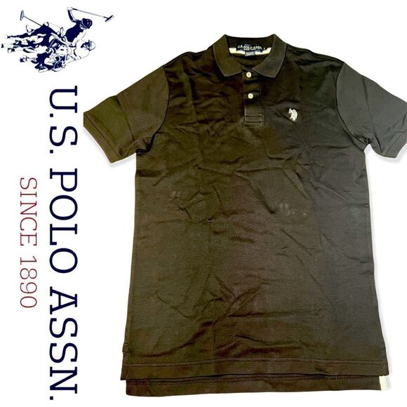 Small U.S Polo ASSN Black Polo Short Sleeve Polo Shirt - Picture 1 of 8